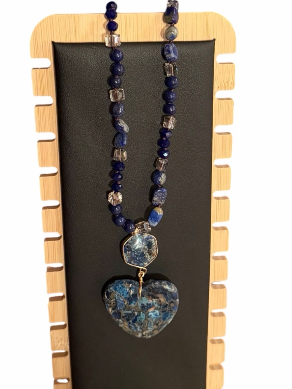 Blue Stone Heart Pendant Necklace - Unbranded NWOT